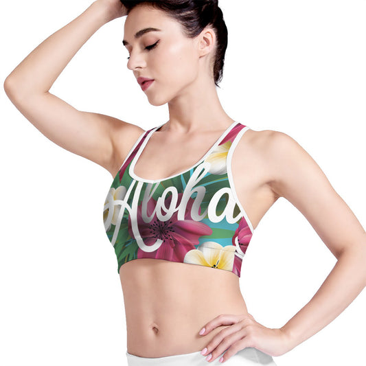 Tropical Flower Aloha Print Women's Sports Bra