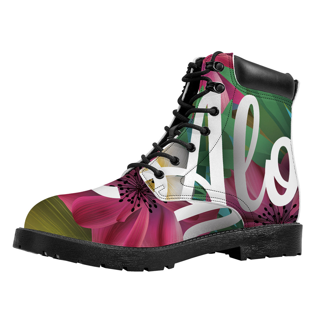 Tropical Flower Aloha Print Work Boots