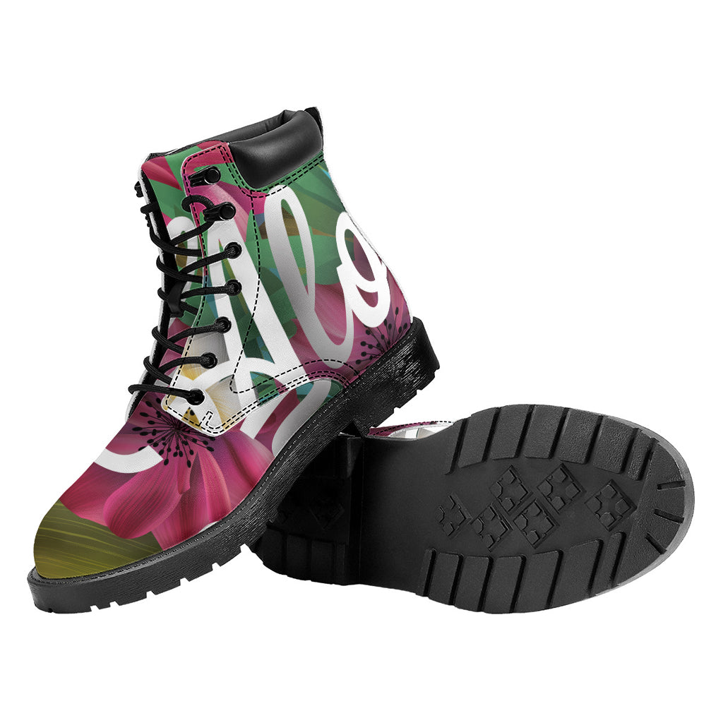 Tropical Flower Aloha Print Work Boots