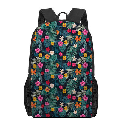 Tropical Flowers Hawaii Pattern Print 17 Inch Backpack