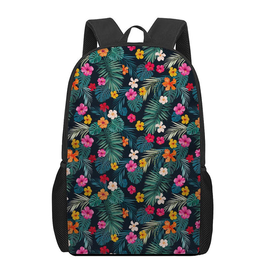 Tropical Flowers Hawaii Pattern Print 17 Inch Backpack