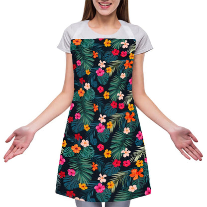 Tropical Flowers Hawaii Pattern Print Adjustable Apron