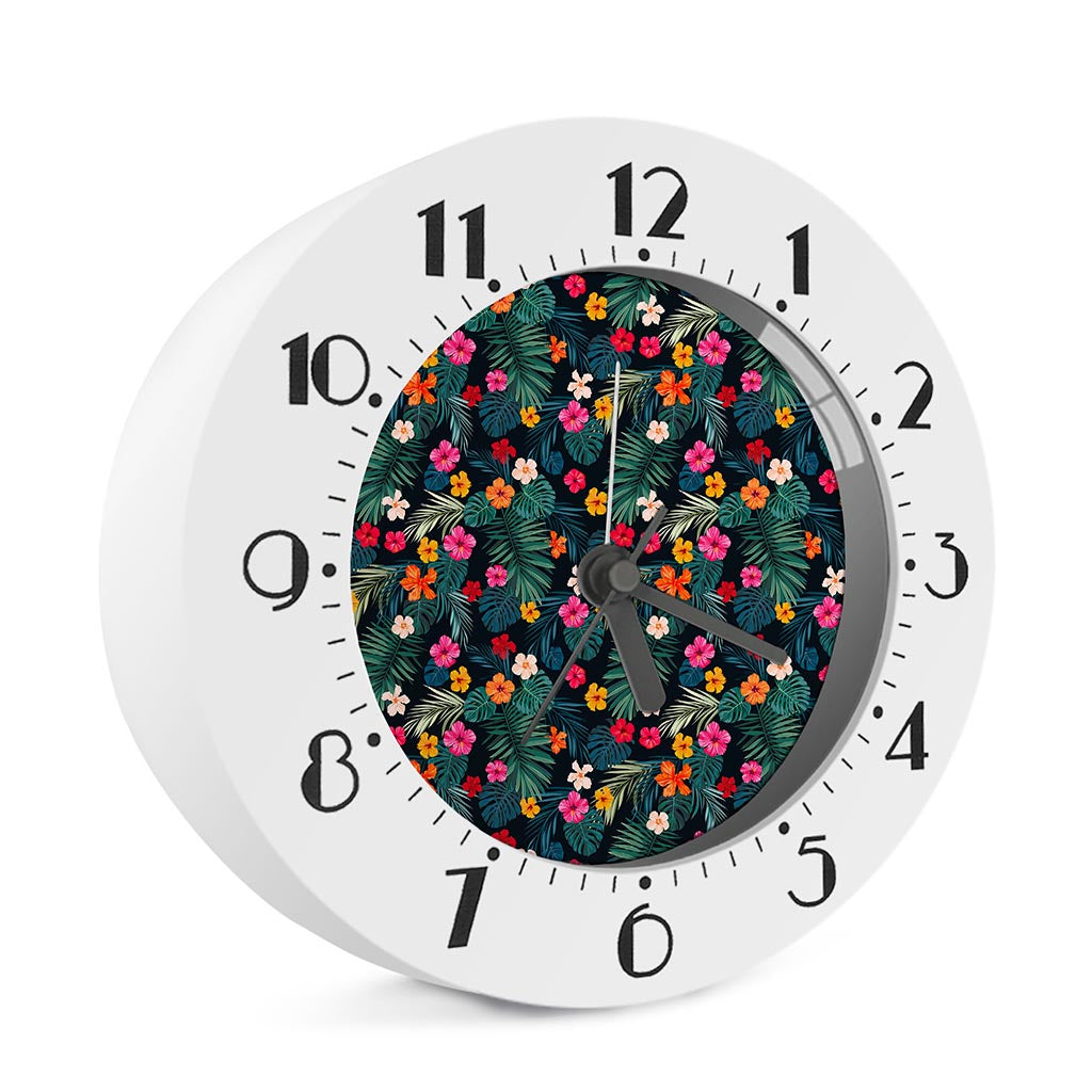 Tropical Flowers Hawaii Pattern Print Alarm Clock
