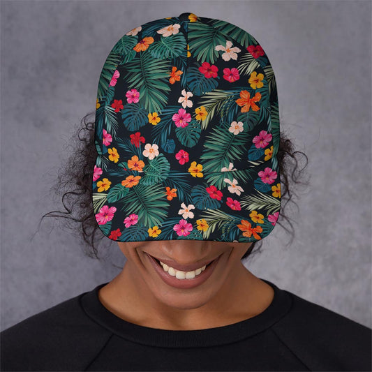 Tropical Flowers Hawaii Pattern Print Baseball Cap
