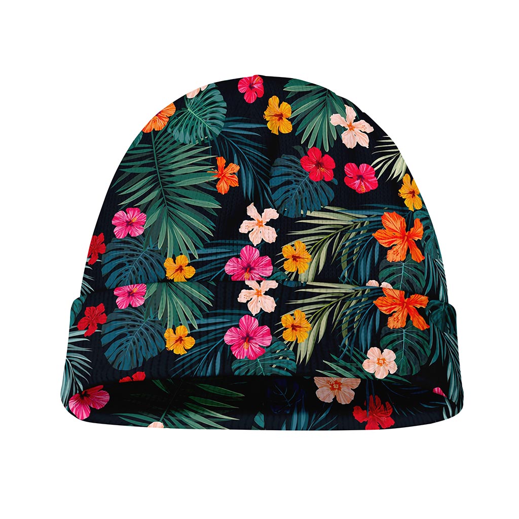 Tropical Flowers Hawaii Pattern Print Beanie