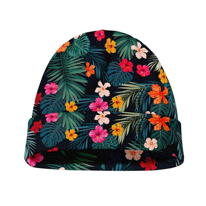 Tropical Flowers Hawaii Pattern Print Beanie