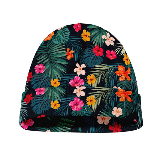 Tropical Flowers Hawaii Pattern Print Beanie