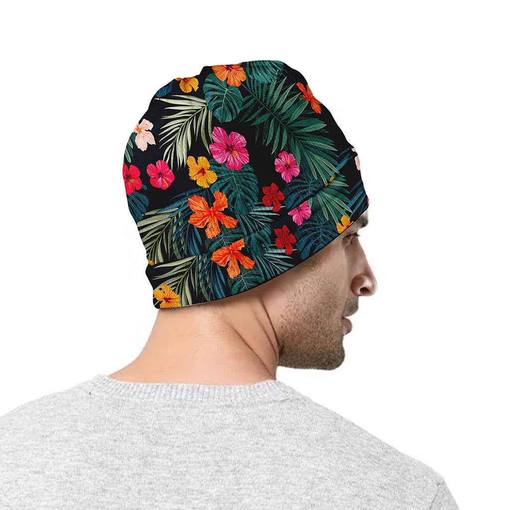 Tropical Flowers Hawaii Pattern Print Beanie