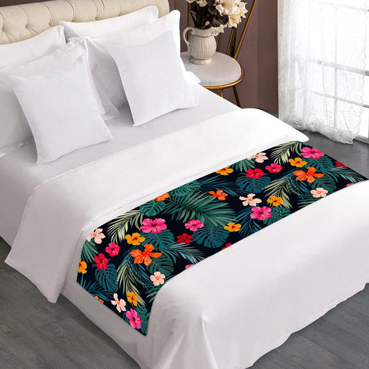 Tropical Flowers Hawaii Pattern Print Bed Runner