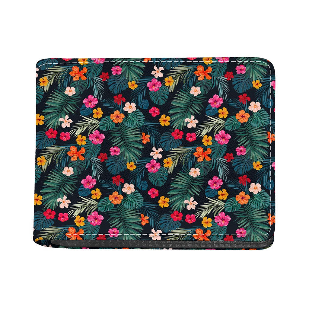 Tropical Flowers Hawaii Pattern Print Bifold Wallet