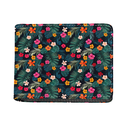 Tropical Flowers Hawaii Pattern Print Bifold Wallet