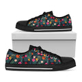 Tropical Flowers Hawaii Pattern Print Black Low Top Sneakers