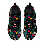 Tropical Flowers Hawaii Pattern Print Black Running Shoes