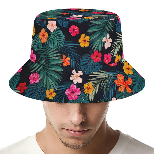 Tropical Flowers Hawaii Pattern Print Bucket Hat