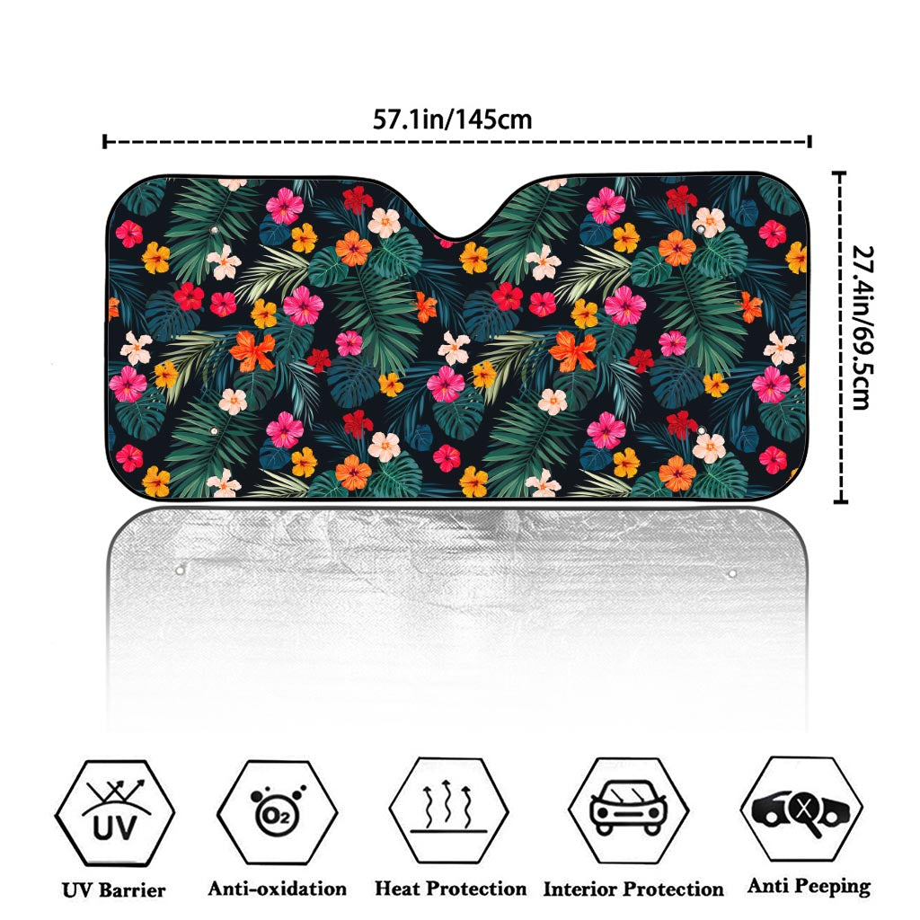 Tropical Flowers Hawaii Pattern Print Car Windshield Sun Shade
