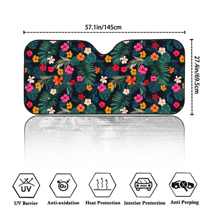 Tropical Flowers Hawaii Pattern Print Car Windshield Sun Shade