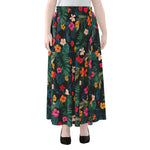 Tropical Flowers Hawaii Pattern Print Chiffon Maxi Skirt