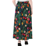 Tropical Flowers Hawaii Pattern Print Chiffon Maxi Skirt