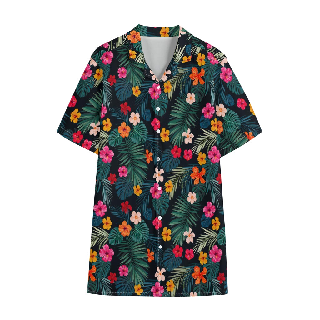 Tropical Flowers Hawaii Pattern Print Cotton Hawaiian Shirt