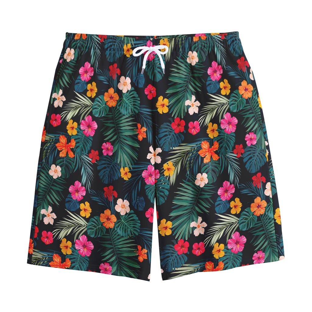 Tropical Flowers Hawaii Pattern Print Cotton Shorts