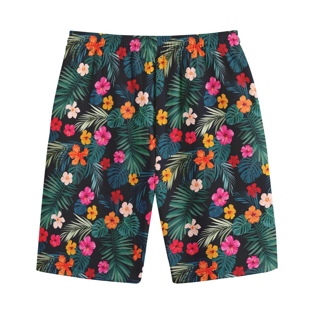 Tropical Flowers Hawaii Pattern Print Cotton Shorts