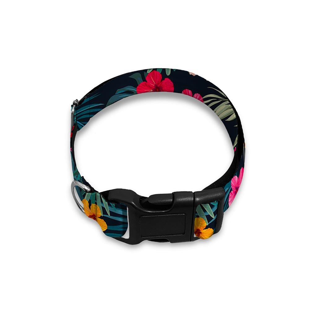 Tropical Flowers Hawaii Pattern Print Dog Collar