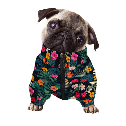 Tropical Flowers Hawaii Pattern Print Dog Zip Up Jacket