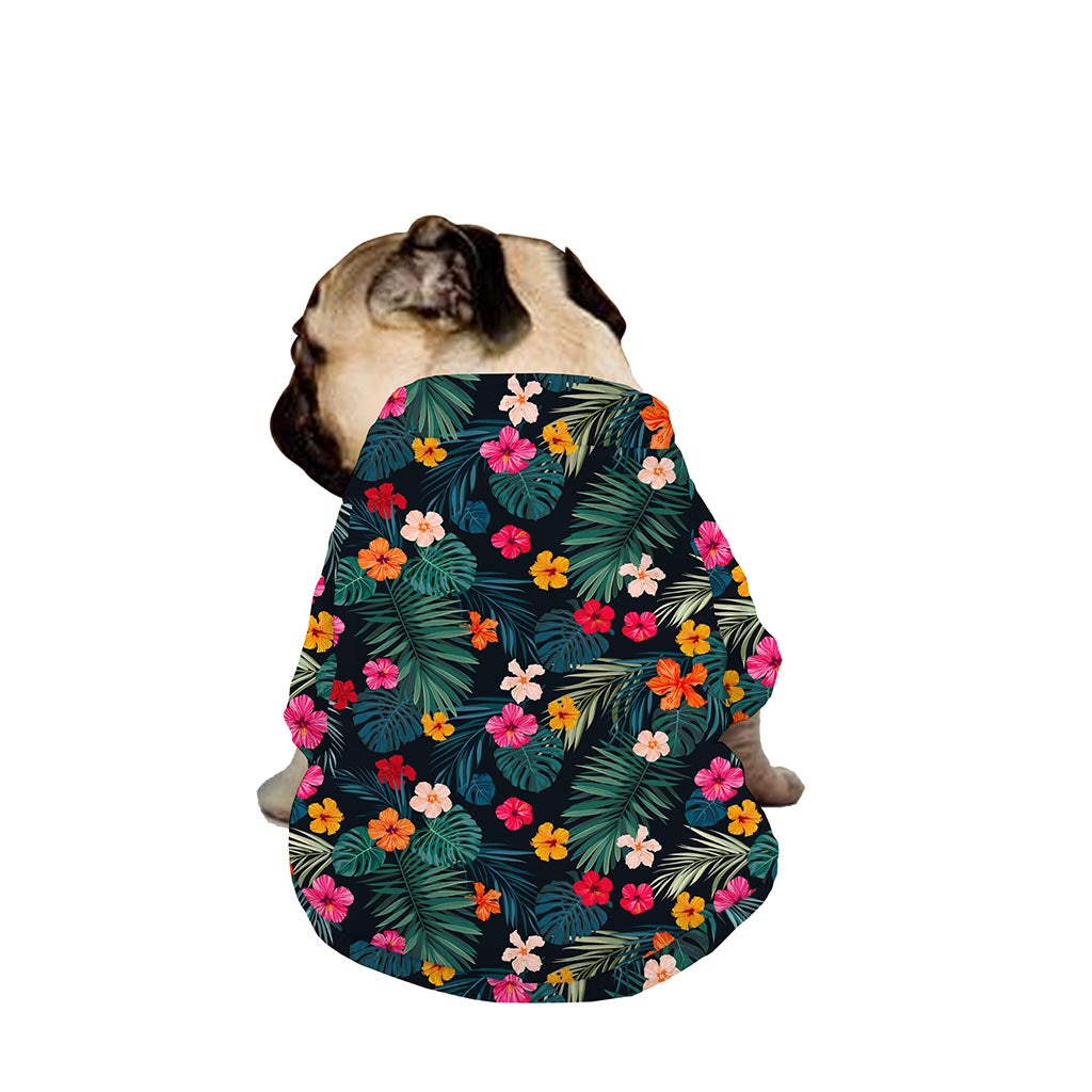 Tropical Flowers Hawaii Pattern Print Dog Zip Up Jacket
