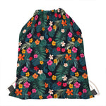 Tropical Flowers Hawaii Pattern Print Drawstring Bag