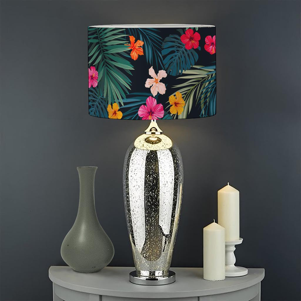 Tropical Flowers Hawaii Pattern Print Drum Lamp Shade