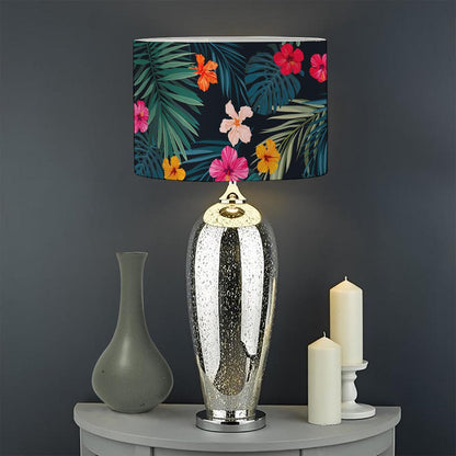 Tropical Flowers Hawaii Pattern Print Drum Lamp Shade