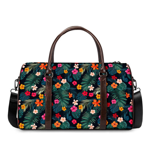 Tropical Flowers Hawaii Pattern Print Duffle Bag