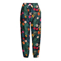 Tropical Flowers Hawaii Pattern Print Fleece Lined Knit Pants