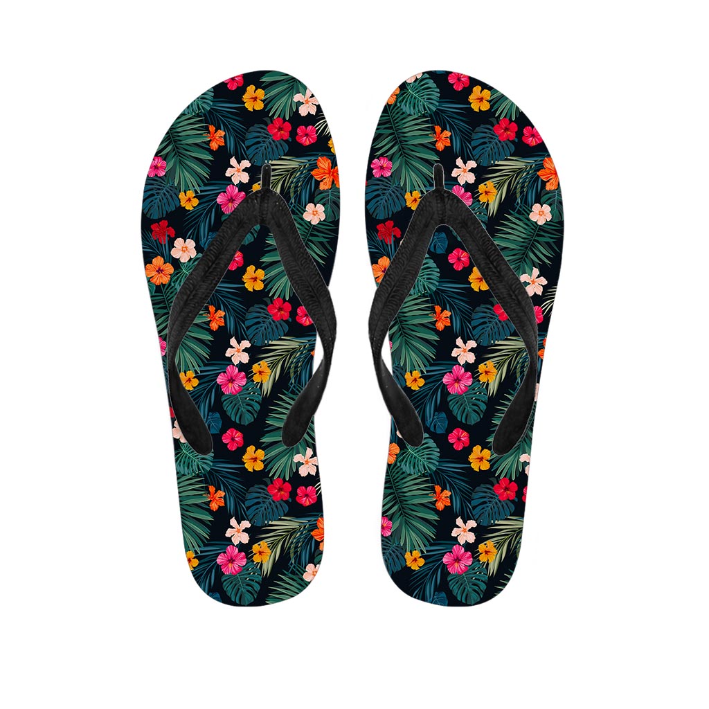 Tropical Flowers Hawaii Pattern Print Flip Flops
