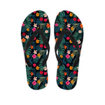 Tropical Flowers Hawaii Pattern Print Flip Flops