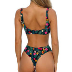 Tropical Flowers Hawaii Pattern Print Front Bow Tie Bikini