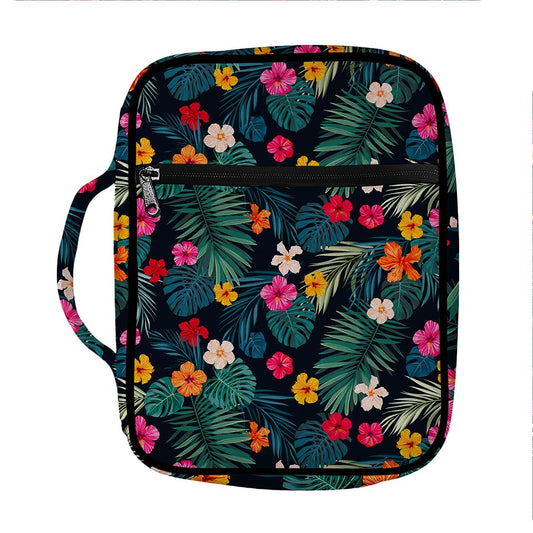 Tropical Flowers Hawaii Pattern Print Front Pocket Bible Bag