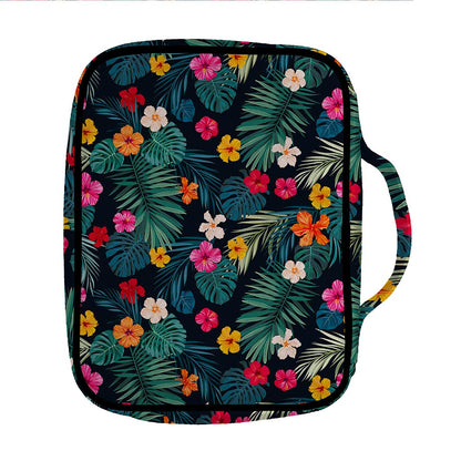 Tropical Flowers Hawaii Pattern Print Front Pocket Bible Bag