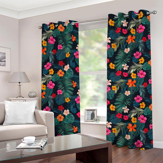 Tropical Flowers Hawaii Pattern Print Grommet Curtains