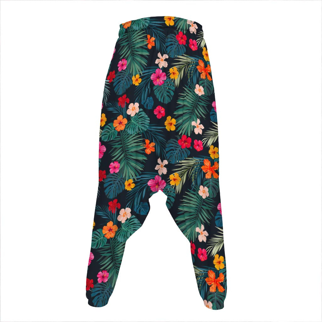 Tropical Flowers Hawaii Pattern Print Hammer Pants