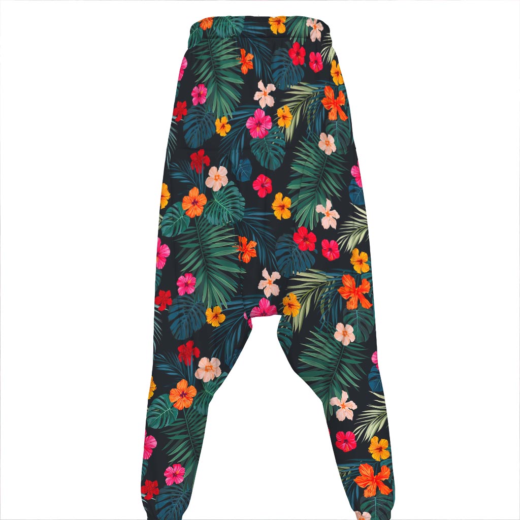 Tropical Flowers Hawaii Pattern Print Hammer Pants