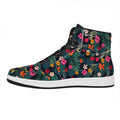 Tropical Flowers Hawaii Pattern Print High Top Leather Sneakers