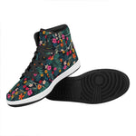 Tropical Flowers Hawaii Pattern Print High Top Leather Sneakers