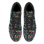 Tropical Flowers Hawaii Pattern Print High Top Leather Sneakers