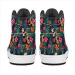 Tropical Flowers Hawaii Pattern Print High Top Leather Sneakers