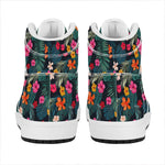 Tropical Flowers Hawaii Pattern Print High Top Leather Sneakers