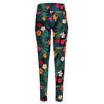 Tropical Flowers Hawaii Pattern Print High-Waisted Pocket Leggings