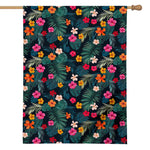 Tropical Flowers Hawaii Pattern Print House Flag