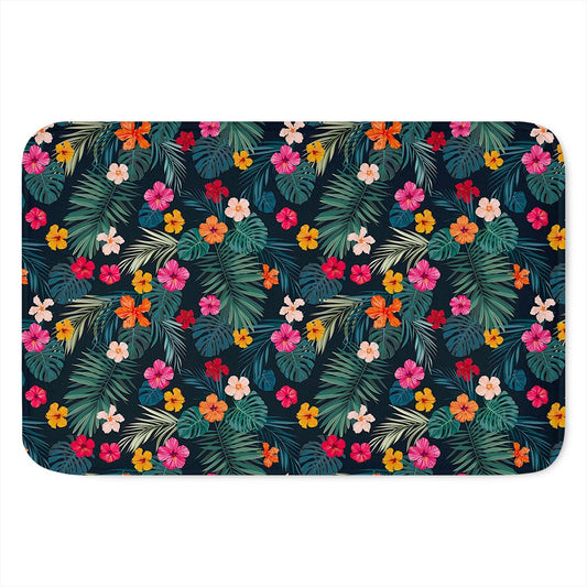 Tropical Flowers Hawaii Pattern Print Indoor Door Mat