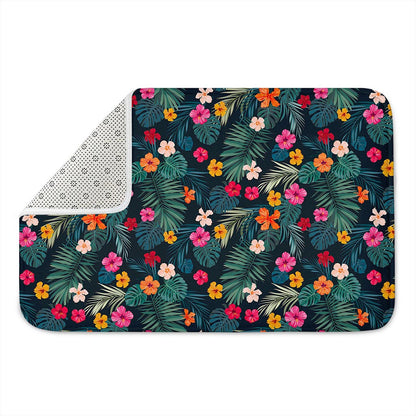 Tropical Flowers Hawaii Pattern Print Indoor Door Mat